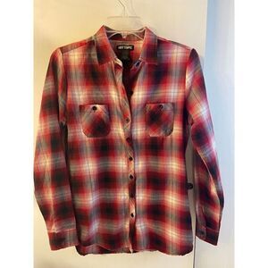 Hot Topic flannel checkered style black red long sleeved button shirt small